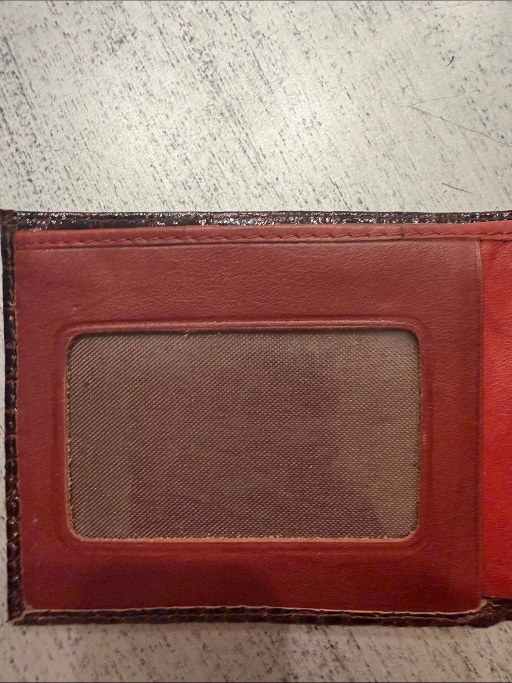 Embossed Medium Brown croc Leather Card Holder/ wallet with Gold Logo